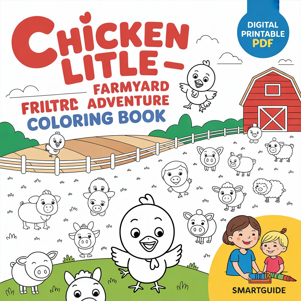 Chicken Little – Farmyard Adventure Coloring Book (Digital Printable PDF) | SmartGuide