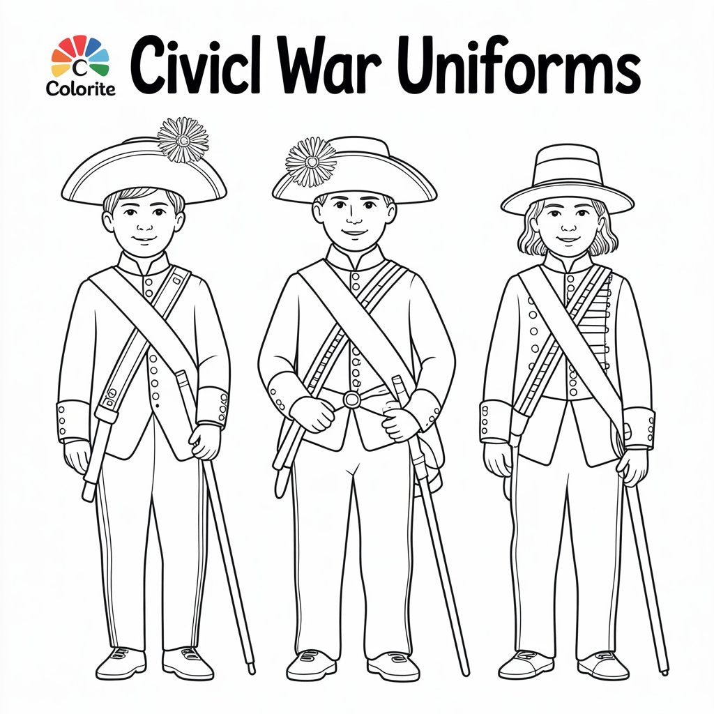 Civil War Uniforms – Historical Coloring Book (Digital Printable PDF) | SmartGuide