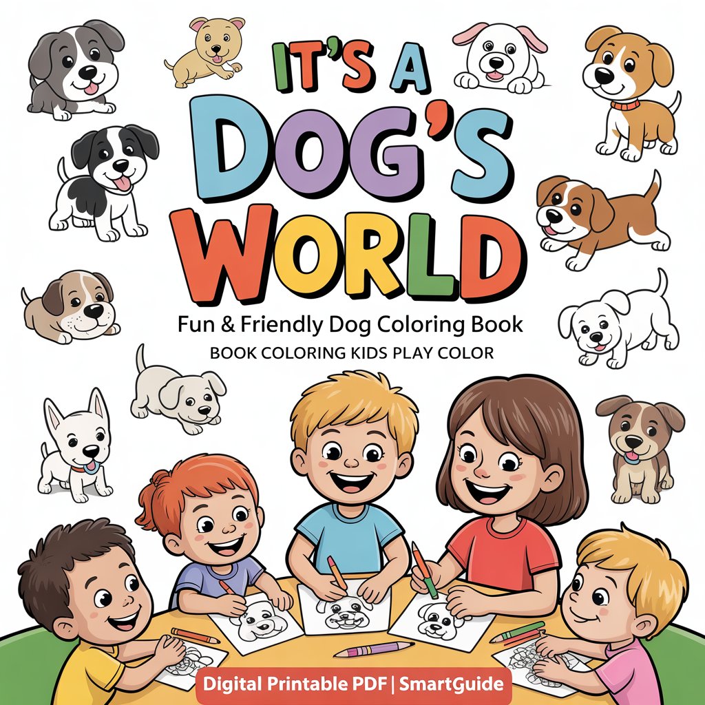 It’s a Dog’s World Smart Guide – Fun & Friendly Dog Coloring Book (Digital Printable PDF) | SmartGuide