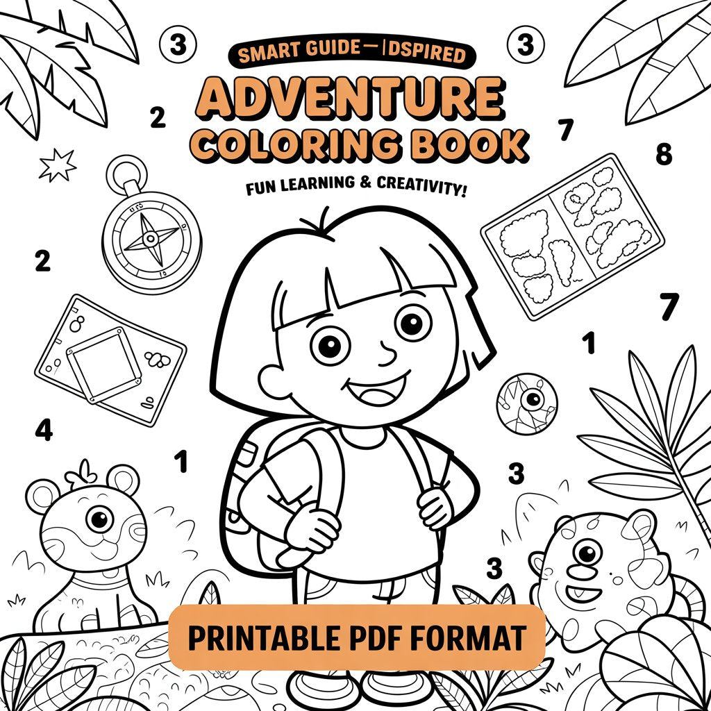 Smat Guide Dora-Inspired Adventure Coloring Book — Fun Learning & Creativity! Printable PDF format